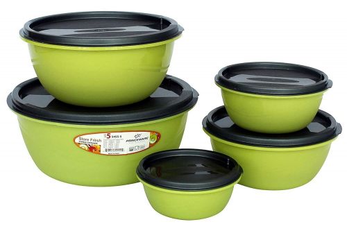 CONTAINER BOWL WITH LID STORE FRESH 5 PIECES SET PLASTIC 5455-5