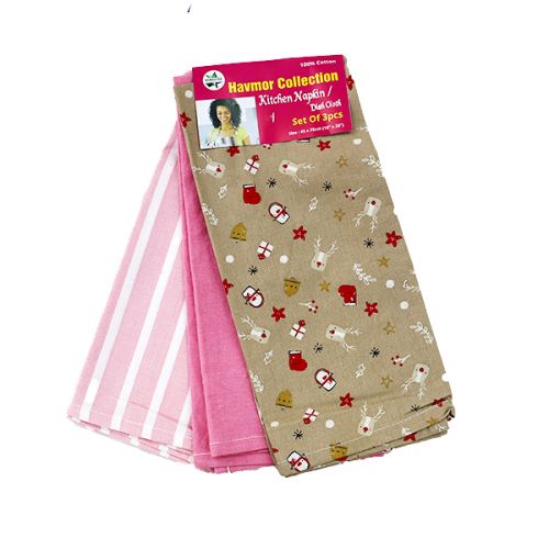 KITCHEN TOWEL/DISH CLOTH 3 PIECES SET COTTON DC-661