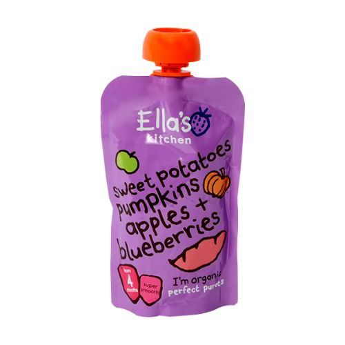 ELLA'S KITCHEN BABY FOOD SWEET POTATOES, APPLES,PUMPKINS, & BLUEBERRIES 120G 
