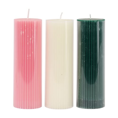 AROMA RIBBED PILLER CANDLE 24HRS BURNING ASSORTED ST515