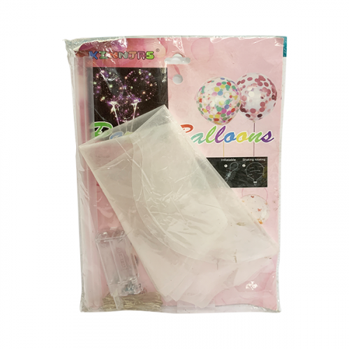BALLOON 20CM WITH LIGHT+STICK LOVE SHAPE TRANSPARENT