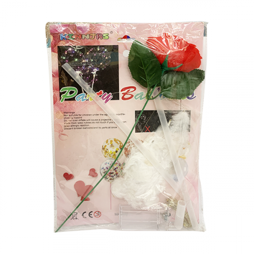 BALLOON 20CM WITH LIGHT ROSE FLOWER