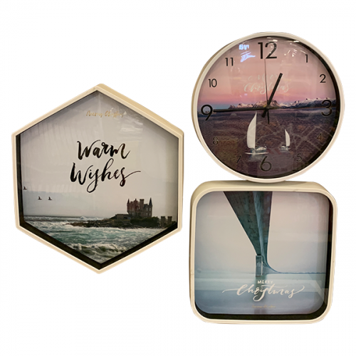 WALL CLOCK SET 3PCS PAINTING DESIGN MIXED