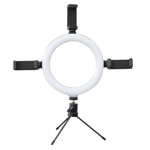 SELFIE LIGHT 3-PHONE HOLDERS 8" WITH TRIPOD STAND & USB