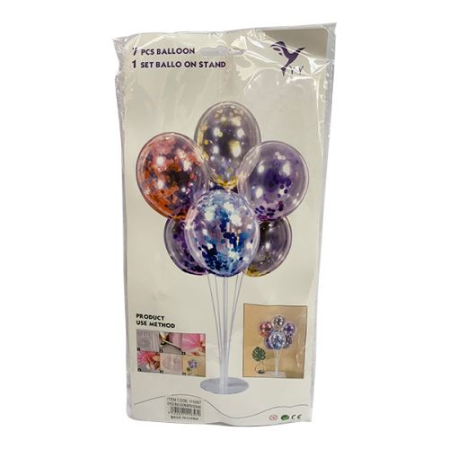 BALLOON SET 8PCS WITH STAND MIX COLOR