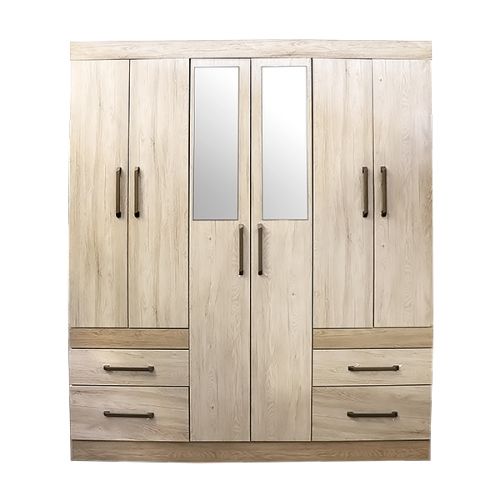 WARDROBE 6DOORS POEMA WITH MIRROR WALN/VANIL 