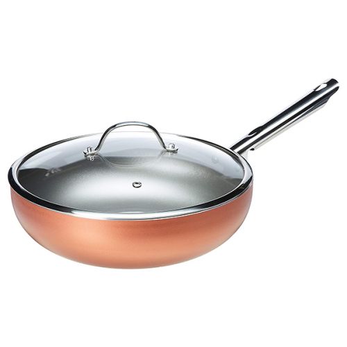 FRY WOK PAN WITH LID NONSTICK COPPER 28CM BRINOX (CURRY LINE)