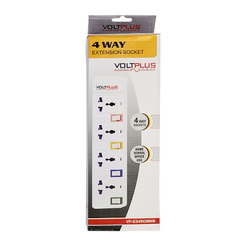 EXTENSION SOCKET 4WAY 2METRE VOLTPLUS