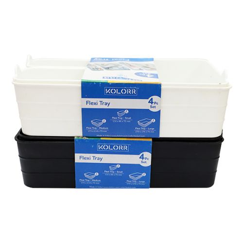 FLEXI TRAY SET 4PC (1L+1M+2SM) WHITE/GREY/BLACK 