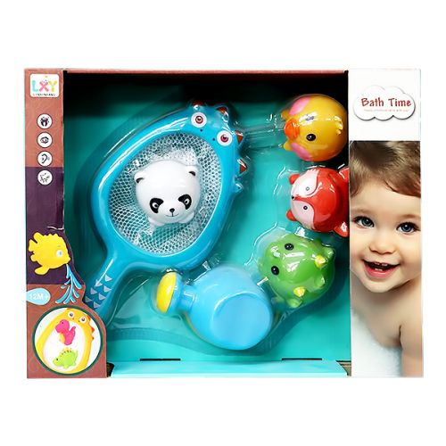 BATH TIME ANIMAL TOY SET 4PIECES WITH FISHING NET 