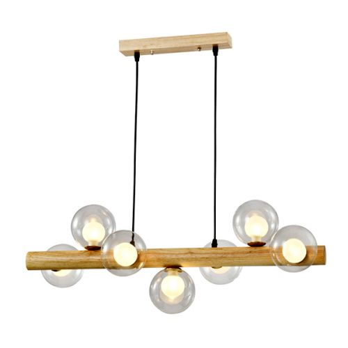 LED CHANDELIER 7XG9 3W IRON+GLASS+WOOD 
