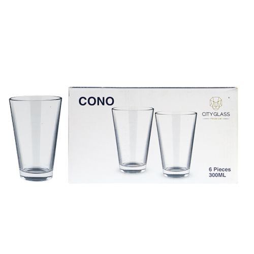 GLASS TUMBLER 6 PIECES SET 300ML CONO 
