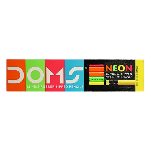 PENCIL SET 12 PIECES HB/2 ROUND DOMS NEON 