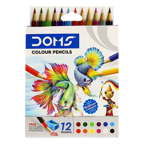 DOMS COLOUR PENCIL SET 12 PIECES HALF SIZE 3443