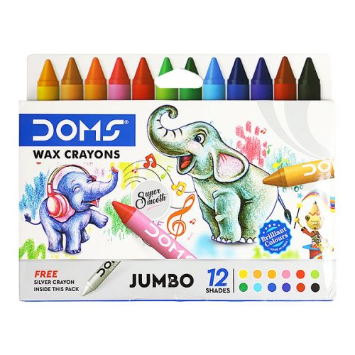 DOMS WAX CRAYONS SET 12SHADES JUMBO
