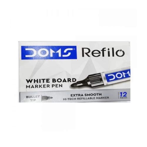 DOMS REFILO WHITE BOARD MARKER PEN 12PCS BLACK 7435