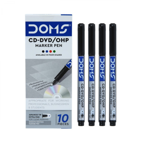 DOMS CD-DVD/OHP MARKER PENS BOX 10PCS BLACK 7662