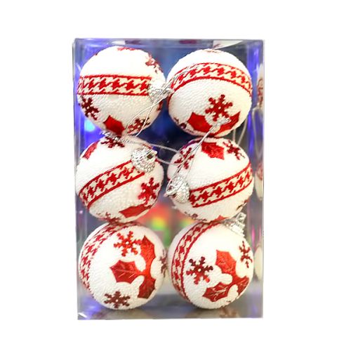 CHRISTMAS FOAM BALLS 5CM WHITE+RED+SILVER JHA20-01B