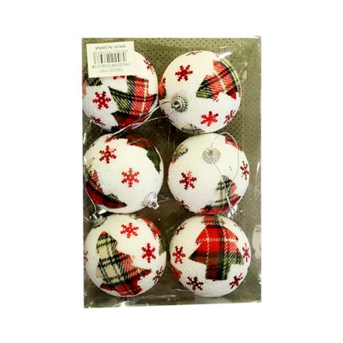 CHRISTMAS FOAM BALLS 7CM WHITE+GREEN+RED JHA20-02