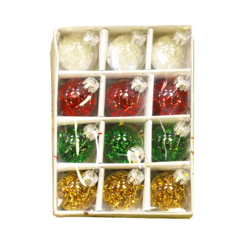 CHRISTMAS GLASS BALL WHITE+RED+GREEN+GOLD JH2021-179