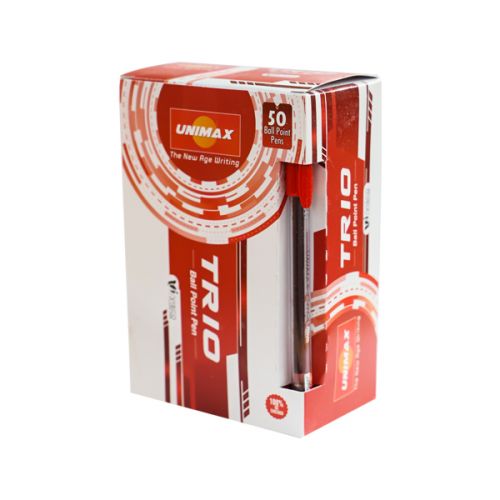 UNIMAX TRIO RED PEN SET 50PCS 