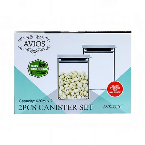 GLASS CANISTER SET 2 PIECES AVIOS AVS-GJ01