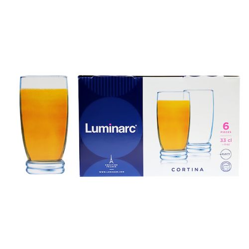 LUMINARC TUMBLER CORTINA GLASS 6 PIECES H/B 33CL YD6/B8 N1311