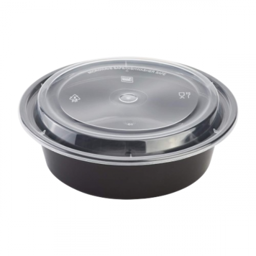 ST HD MICRO CONTAINER ROUND BLACK 32OZ RO32 WITH LID 