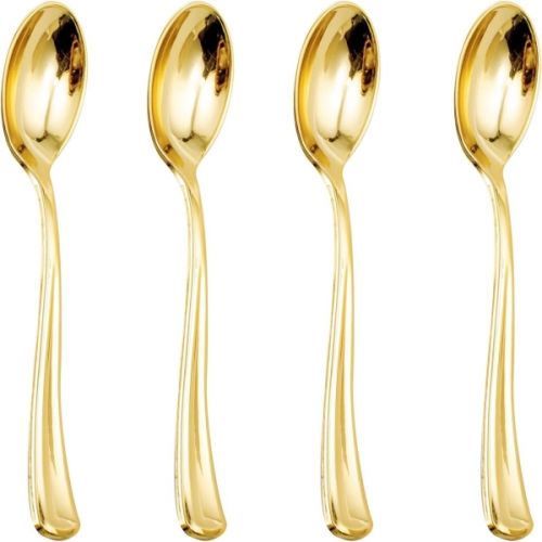 DISPOSABLE GOLD PLATED SPOON 10 PIECES SET 17CM