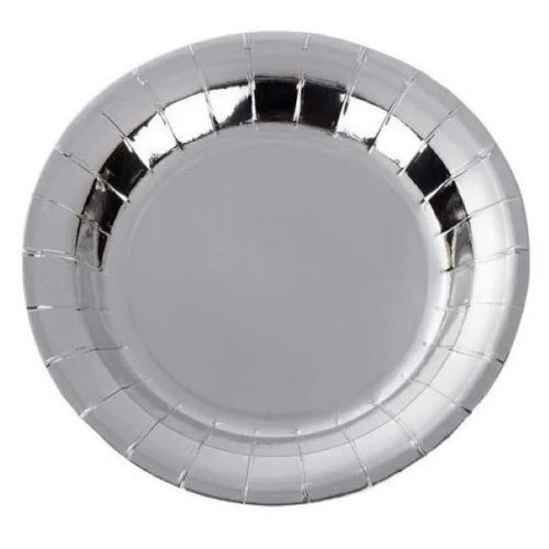 DISPOSABLE SILVER PLATE 10 PIECES SET 23CM