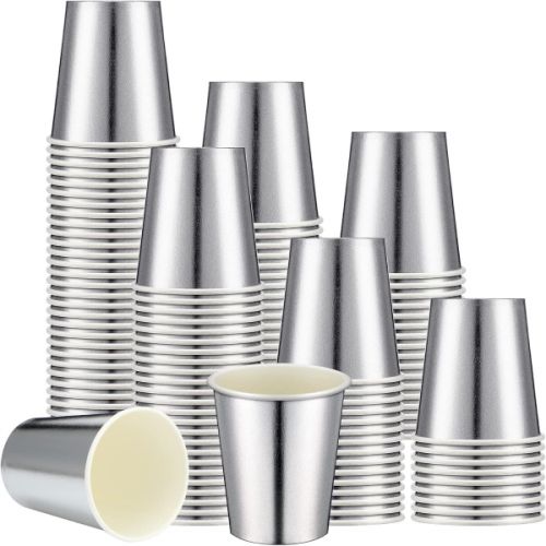 DISPOSABLE SILVER CUP 10 PIECES SET (7.5 X 8.5)CM