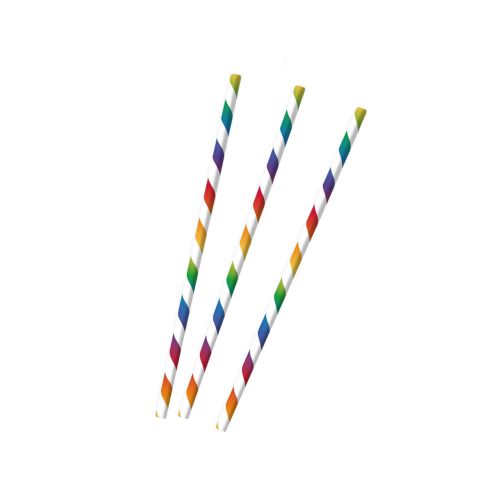 AMSCAN DRINKING STRAW BRIGHT RAINBOW 12 PIECES 19.7CM 9904285