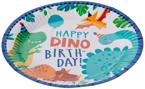 AMSCAN PLATE ROUND DINO-MITE 8 PIECES 23CM 552270-66