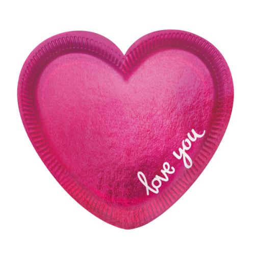 AMSCAN HEART SHAPED EVERYDAY LOVE PAPER PLATE 6 PIECES (17.7 X 20)CM 9903113