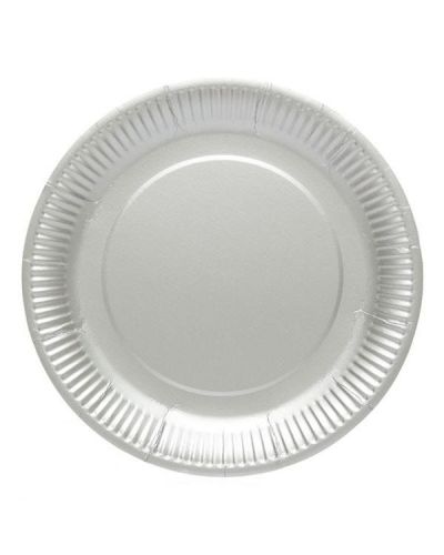 AMSCAN PLATE ROUND SILVER 8 PIECES 23CM 55015-18-66