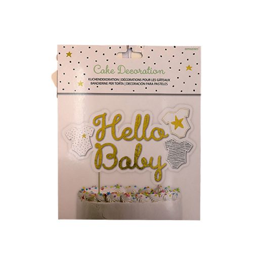 AMSCAN CAKE DECORATION HELLO BABY PAPER 9913158