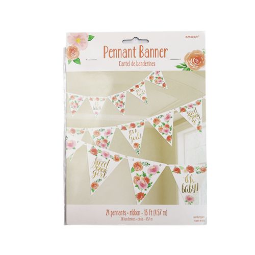 AMSCAN FLORAL BABY PAPER PENNANT BANNER (457 X 17.7)CM 122165