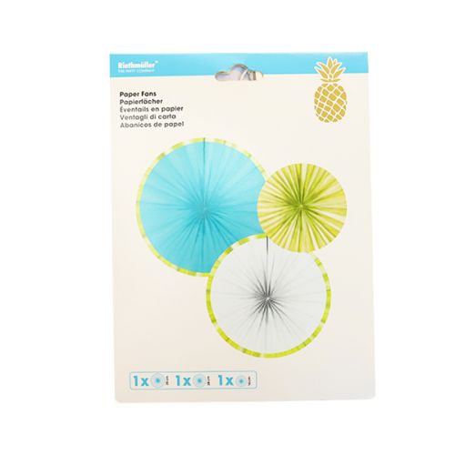 AMSCAN FAN DECORATIONS PINEAPPLE VIBES PAPER 3 PIECES 9903321