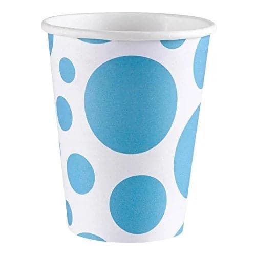 AMSCAN CARIBBEAN BLUE DOTS PAPER CUPS 8 PIECES 266ML 999319