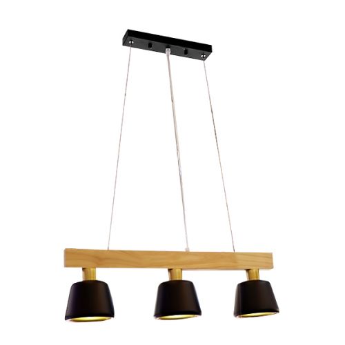 PENDANT LAMP 3 BULBS WOOD/METAL 