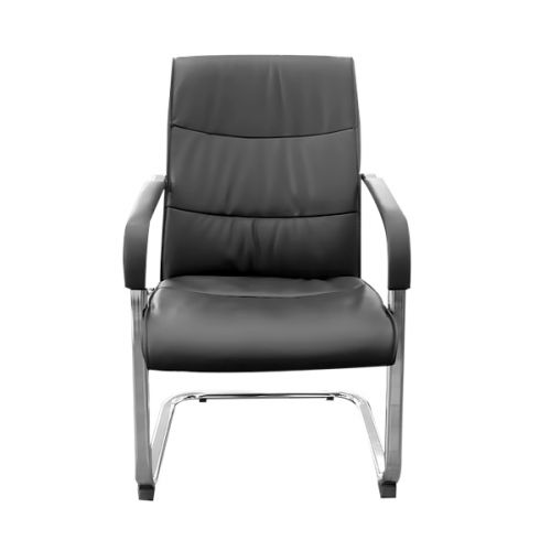 VISITOR CHAIR WITH ARMREST PU PADDED BLACK AF-107V