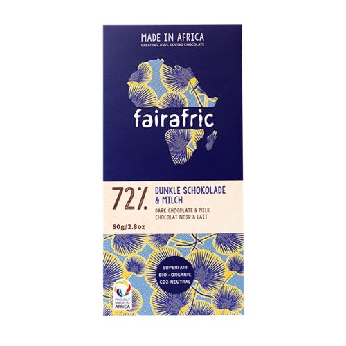 FAIRAFRIC 72% DARK MILK CHOCOLATE 80G