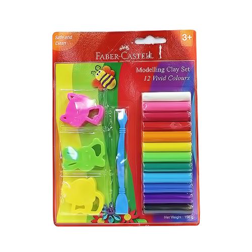 FABER-CASTELL MODELLING CLAY IN BLISTER WITH MOULD TOOL 12 PIECES 120894