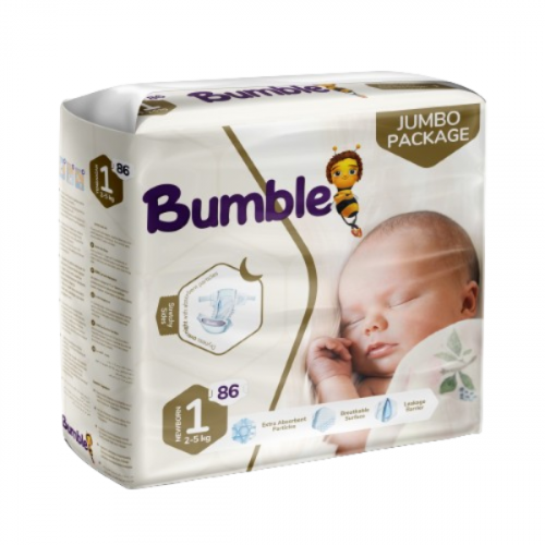 BUMBLE DIAPERS JUMBO N1 NEWBORN 86PCS