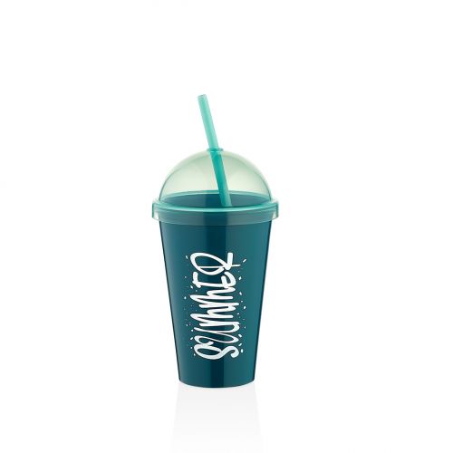 CUP WITH STRAW 450ML PLASTIC L-00850