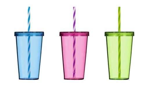 HEREVIN TUMBLER WITH LID & STRAW PLAIN 660ML PLASTIC 161447-000P