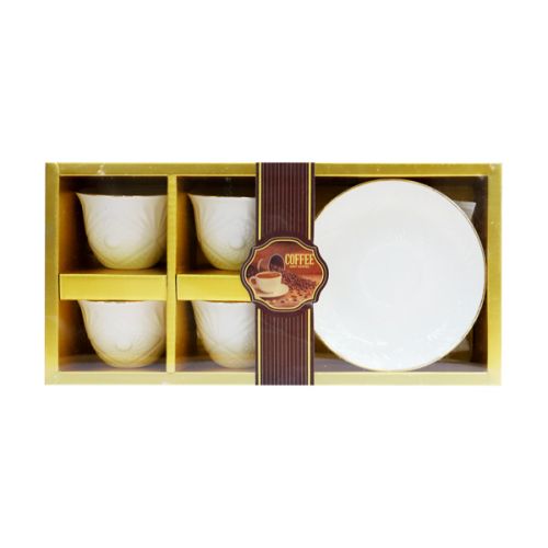 EMBOSSED CUP & SAUCER SET 8 PIECES CERAMIC AB010-1