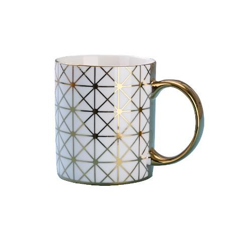 MUG GOLD PATTERNED CERAMIC 4-350ML