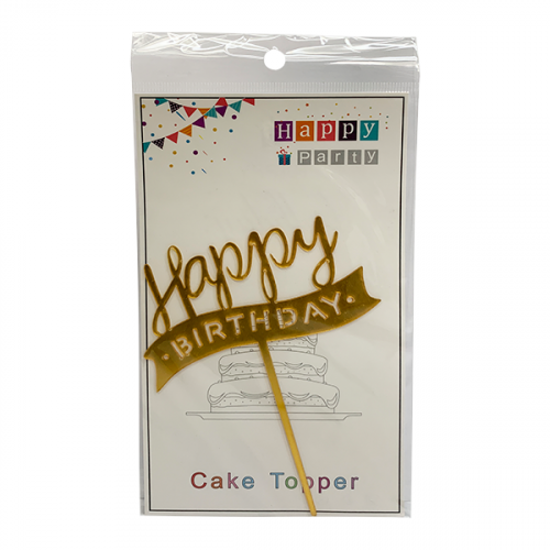 CAKE TOPPER HAPPY BIRTHDAY GOLD MIX DESIGN