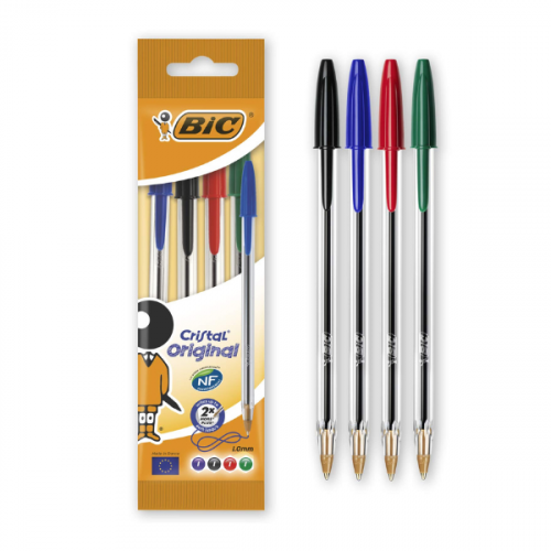 BIC CRISTAL ORIGINAL FINE AST 4PCS GFVBICST016